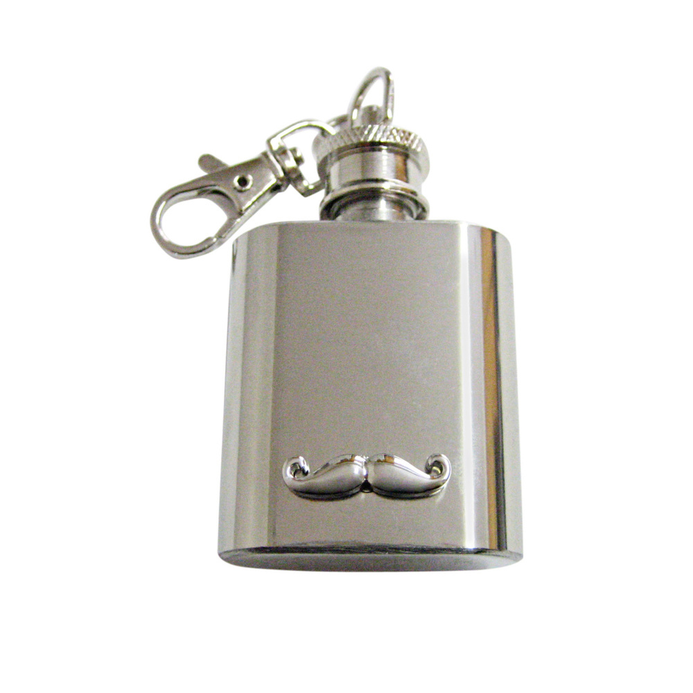 Curly Hipster Mustache Keychain Flask - image 1